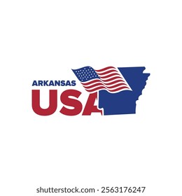 arkansas city usa logo with us flag and city map