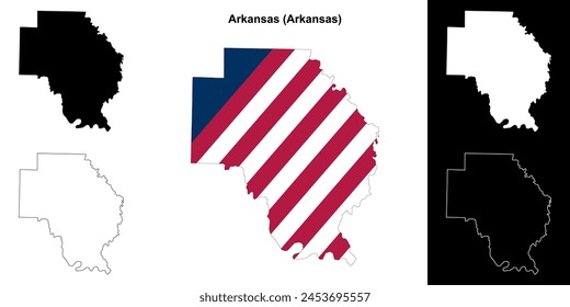 Arkansas County (Arkansas) outline map set