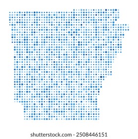 Arkansas Dot Map. Us State Digital Style Shape. Arkansas vector image. Us State shape blue circular dots. Trending vector illustration.