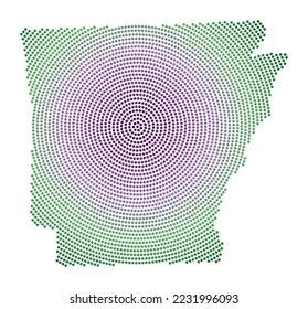 Arkansas dotted map. Digital style shape of Arkansas. Tech icon of the US state with gradiented dots. Astonishing vector illustration.
