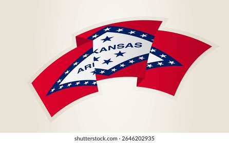 Arkansas Flag in Abstract Ribbon Shape, National Symbol of the Arkansas. This vector is ideal for use in national events, Independence Day, international sports competitions.