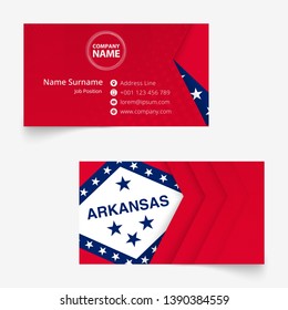 Arkansas Flag Business Card, standard size (90x50 mm) business card template with bleed under the clipping mask.