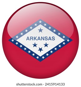 Arkansas flag button. Arkansas circle flag button isolated on white background