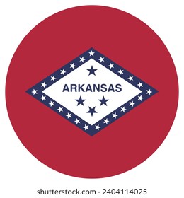 Arkansas flag. Button flag icon. Standard color. Circle icon flag. Computer illustration. Digital illustration. Vector illustration.