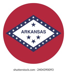 Arkansas flag. Button flag icon. Standard color. Circle icon flag. Computer illustration. Digital illustration. Vector illustration.