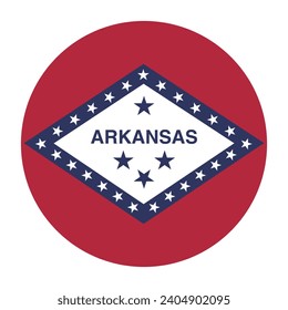 Arkansas flag. Button flag icon. Standard color. Circle icon flag. Computer illustration. Digital illustration. Vector illustration.