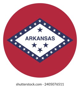 Arkansas flag. Button flag icon. Standard color. Circle icon flag. Computer illustration. Digital illustration. Vector illustration.