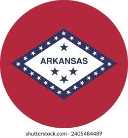 Arkansas flag. Button flag icon. Standard color. Circle icon flag. Computer illustration. Digital illustration. Vector illustration.