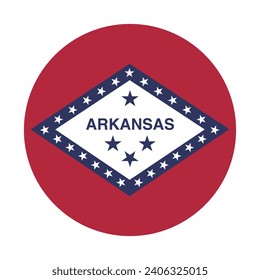 Arkansas flag. Button flag icon. Standard color. Circle icon flag. Computer illustration. Digital illustration. Vector illustration.