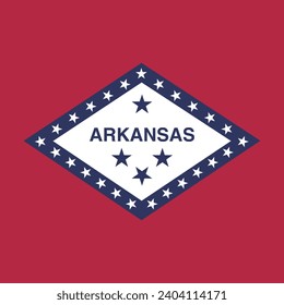 Arkansas flag. Flag icon. Standard color. A square flag. Square icon. Computer illustration. Digital illustration. Vector illustration.