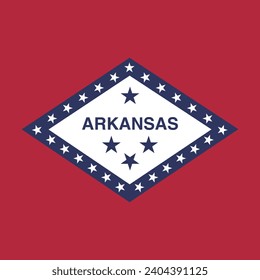 Arkansas flag. Flag icon. Standard color. A square flag. Square icon. Computer illustration. Digital illustration. Vector illustration.