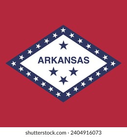 Arkansas flag. Flag icon. Standard color. A square flag. Square icon. Computer illustration. Digital illustration. Vector illustration.