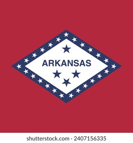 Arkansas flag. Flag icon. Standard color. A square flag. Square icon. Computer illustration. Digital illustration. Vector illustration.