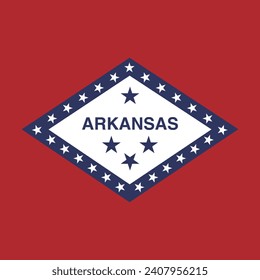 Arkansas flag. Flag icon. Standard color. A square flag. Square icon. Computer illustration. Digital illustration. Vector illustration.