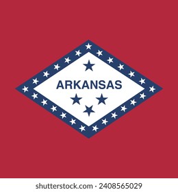 Arkansas flag. Flag icon. Standard color. A square flag. Square icon. Computer illustration. Digital illustration. Vector illustration.