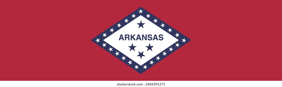 Arkansas flag. A long banner. Flag icon. Standard color. A rectangular flag. Computer illustration. Digital illustration. Vector illustration.