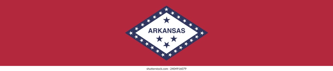 Arkansas flag. A long banner. Flag icon. Standard color. A rectangular flag. Computer illustration. Digital illustration. Vector illustration.