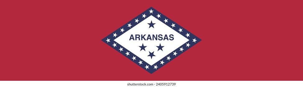 Arkansas flag. A long banner. Flag icon. Standard color. A rectangular flag. Computer illustration. Digital illustration. Vector illustration.