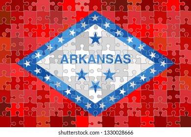Arkansas flag made of puzzle background - Illustration