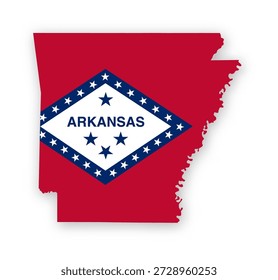 Poster der Arkansas-Flagge. US State Stolz Wand Dekoration Kunstwerke. Patriotische druckbare digitale Kunst. Detaillierte Vektorgrafik