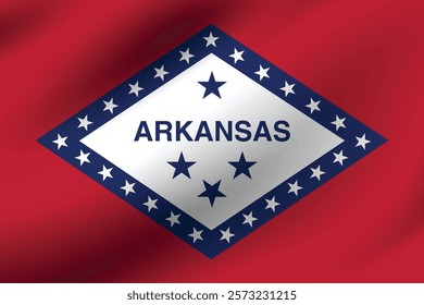 Arkansas flag official colors and proportion digital vector illustration. Pleated flag.