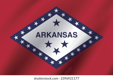 Arkansas flag. The official ratio. The wavy flag. Standard size. Standard color. Flag icon. 3d illustration. Digital illustration. Computer illustration. Vector illustration.