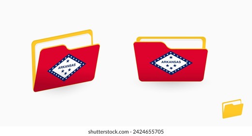 Arkansas flag on two type of folder icon. Vector illustration.