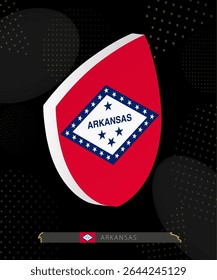 Arkansas Flag Shield icon in 3D on Dark Modern Abstract Rugby Background. Perfect for sports events, heritage themes, national celebrations, and patriotic designs.