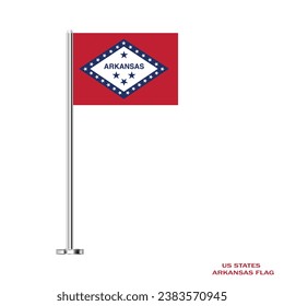 Arkansas flag. Arkansas table flag on a white background. Arkansas  US state. The USA. Vector Illustration Flag of Arkansas .