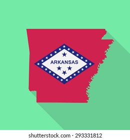 Arkansas flag,map flat icon with long shadow. Vector EPS10