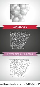 Arkansas graphic vector maps of Arkansas, polygonal, grey, mosaic, triangle illustrations