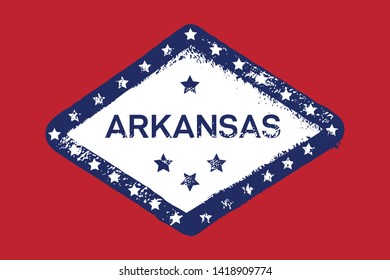 Arkansas Grunge Flag. American state symbol. Texture Background Poster Banner t-Shirt Print