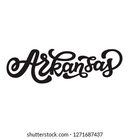 Arkansas. Hand drawn US state name isolated on white background. Modern calligraphy for posters, cards, t shirts, souvenirs, stickers. Vector lettering typography