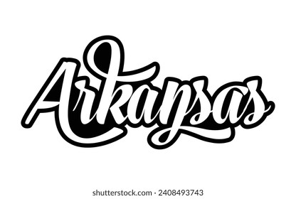 Arkansas hand lettering design calligraphy vector, Arkansas text vector trendy typography design