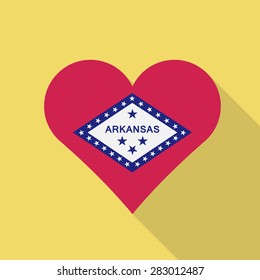 Arkansas heart flag flat style with long shadow. Patriotic design. Vector EPS10