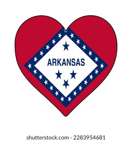 Arkansas Heart Shape Flag. Love Arkansas. Visit Arkansas. Northern America. America. Vector Illustration Graphic Design.