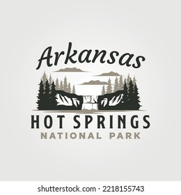 arkansas hot springs vintage logo vector illustration design, waterfall logo design svg