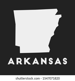 Arkansas icon. US state map on dark background. Stylish Arkansas map with US state name. Vector illustration.