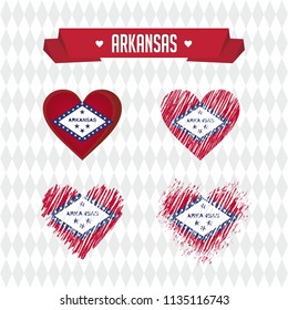 Arkansas with love. Design vector broken heart with flag inside.