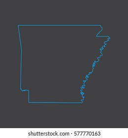 Arkansas map blue outline stroke line style