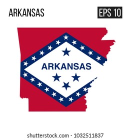 Arkansas map border with flag vector EPS10