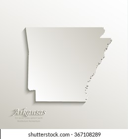 Arkansas map card paper 3D natural vector