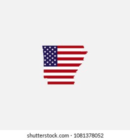 Arkansas map and flag United States Vector Illustration