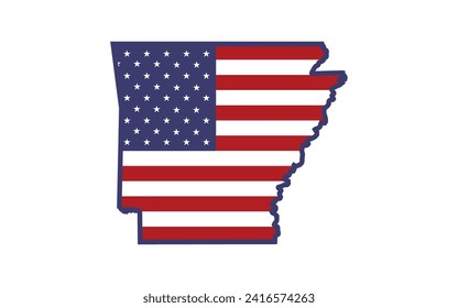 Arkansas Map Flag. Map of Arkansas , USA with the state flag of Arkansas. 