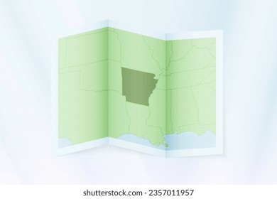 Arkansas map, folded paper with Arkansas map. Vector illustration.