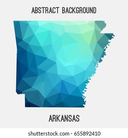 Arkansas map in geometric polygonal,mosaic style in cold shades.Abstract tessellation,modern design background,low poly. Vector illustration.