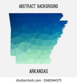 Arkansas map in geometric polygonal,mosaic style.Abstract tessellation,modern design background,low poly. Geometric cover, mockup. Vector illustration.