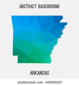 Arkansas map in geometric polygonal,mosaic style.Abstract tessellation,modern design background. Vector illustration EPS8