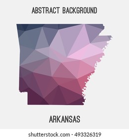 Arkansas map in geometric polygonal,mosaic style.Abstract tessellation,modern design background,low poly. Vector illustration.