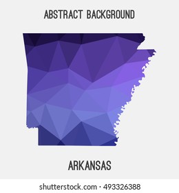 Arkansas map in geometric polygonal,mosaic style.Abstract tessellation,modern design background,low poly. Vector illustration.